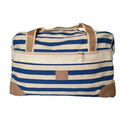 Large Capacity Washable Stripes Canvas Travel Duffle Bag