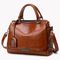 Retro Rivet Oil Wax Leather Womens Tote Bags