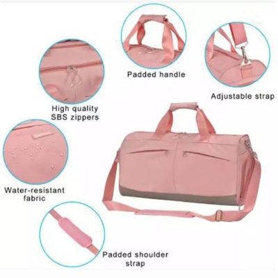 Custom Waterproof Duffel Bag With Shoe Compartments Gym Pink Dance Bag