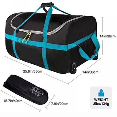 85l Foldable Rolling Travel Luggage Trolley Duffel Bag With Wheels Large Capacity