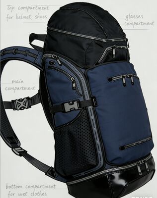 Water-resistant Polyester Outdoor Sports Bag with Reflective Strips and 5 Compartments for Gym Travel