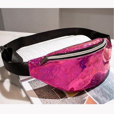 Faux Leather Sequined Women Mens Waist Bag With Zip