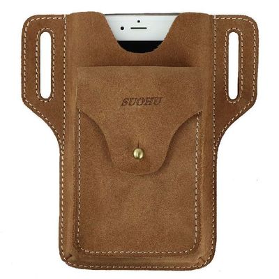 Retro Leather Men Belt Bag OEM With Front Hasp Pocket