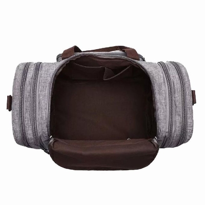 Large Multi Compartment Vintage Travel Storage Bag Shoulder Strap Handle Gray Unisex