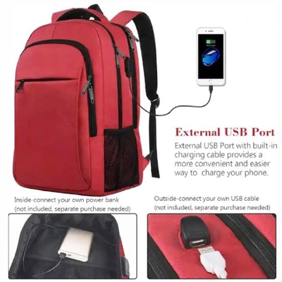 Red Office Laptop Backpack Casual Sports Backpacks Anti Theft Student School Bag