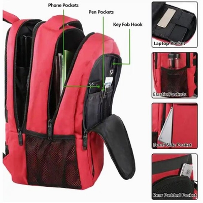 Red Office Laptop Backpack Casual Sports Backpacks Anti Theft Student School Bag