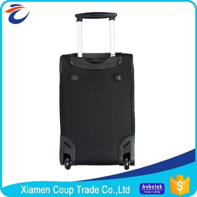 Custom Printed Polyester Trolley Bag Black Travel Wheeled Luggage Bag