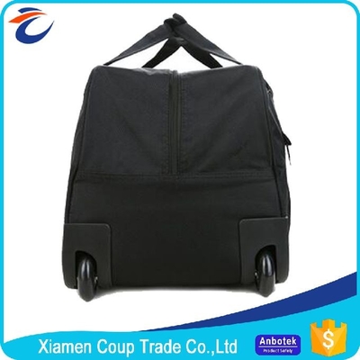 Custom Printed Polyester Trolley Bag Black Travel Wheeled Luggage Bag