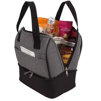 Custom Carry On Two Compartment Portable Office Thermal Insulated Cooler Lunch Tote Bag