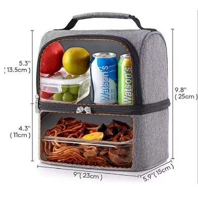 Custom Waterproof Oxford Tote Insulated Cooler Bag Doble Deck Aluminium Foil Lunch Bag