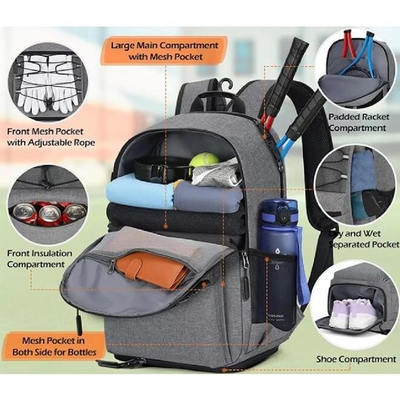 Versatile Tennis Racket Bags Holds 2 Rackets With Insulated Pocket Ventilated Shoe Compartment