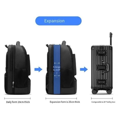 Waterproof Nylon Black Travel Backpack Computer Bag For School Students