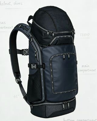 Water-resistant Polyester Outdoor Sports Bag with Reflective Strips and 5 Compartments for Gym Travel