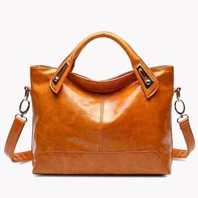 Single Shoulder Retro Oil Wax Leather Womens Tote