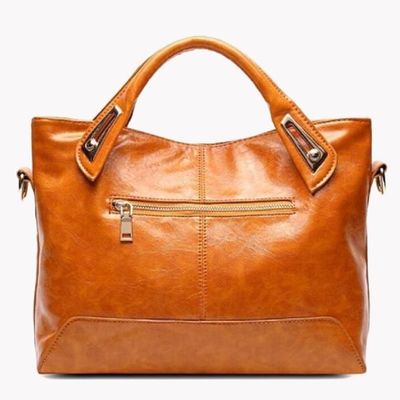 Single Shoulder Retro Oil Wax Leather Womens Tote