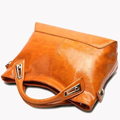 Single Shoulder Retro Oil Wax Leather Womens Tote