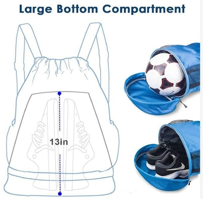 Drawstring Dry Wet Separation Beach Bag Backpack With Shoe Compartment